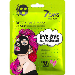 TOTAL BLACK Masque soin visage en tissu DETOX BYE-BYE, PROBLEMES DE PEAU !